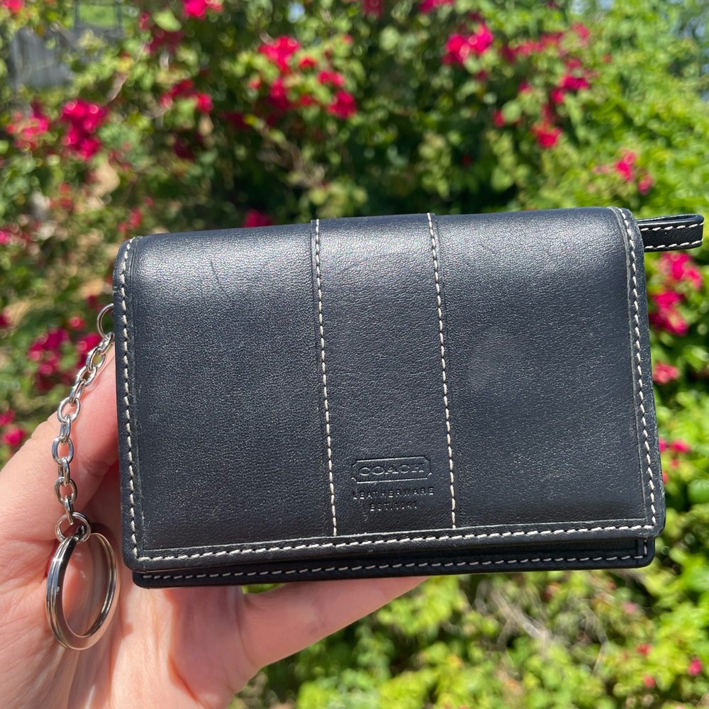 Coach Black Leather Keychain Wallet